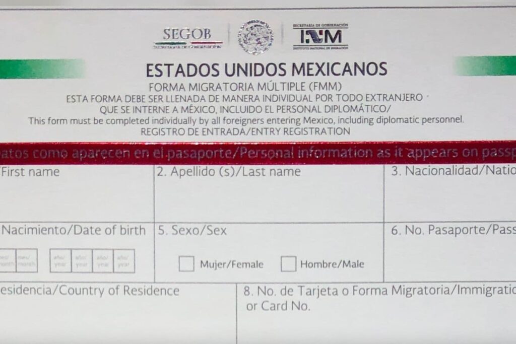 Bevándorlási formanyomtatvány Mexikóba